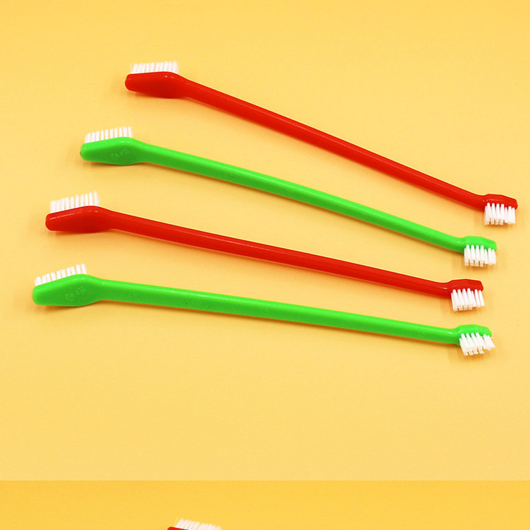 Pet Toothbrush Three-Piece Set Dogs and Cats Double-Headed Brush Finger Stall Brush Pet Cleaning Teeth Grinding Toothbrush Dog Toothbrush