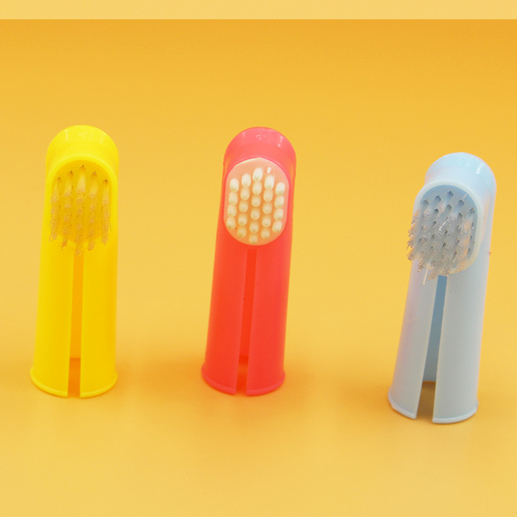 Pet Toothbrush Three-Piece Set Dogs and Cats Double-Headed Brush Finger Stall Brush Pet Cleaning Teeth Grinding Toothbrush Dog Toothbrush