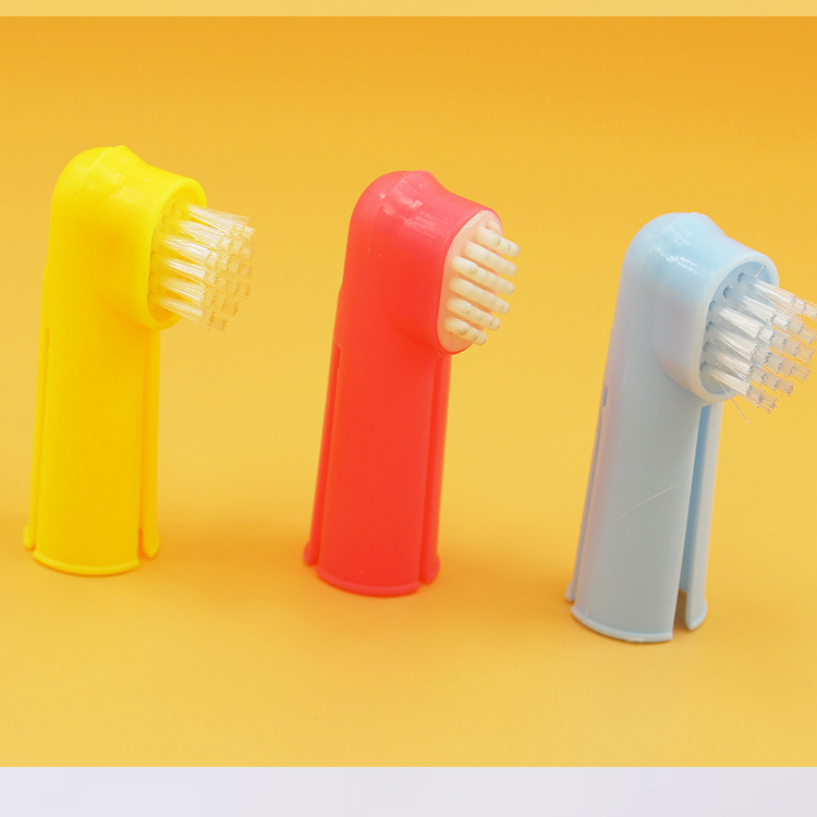 Pet Toothbrush Three-Piece Set Dogs and Cats Double-Headed Brush Finger Stall Brush Pet Cleaning Teeth Grinding Toothbrush Dog Toothbrush