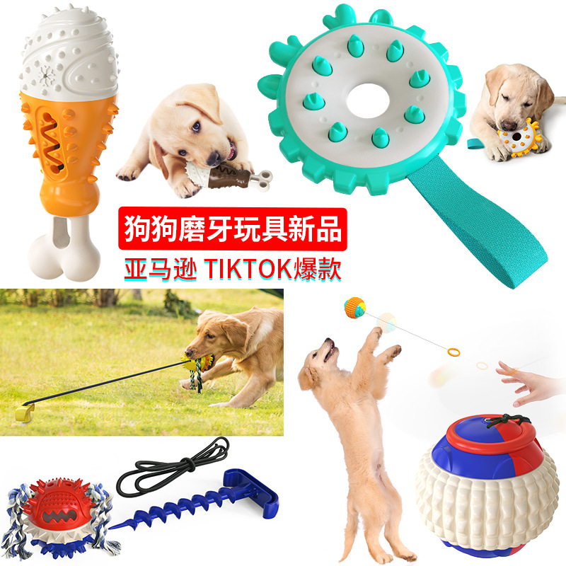 Pet Supplies Factory Wholesale Company New Popular Amazon Molar Long Throws Ring Dog Toy Toothbrush
