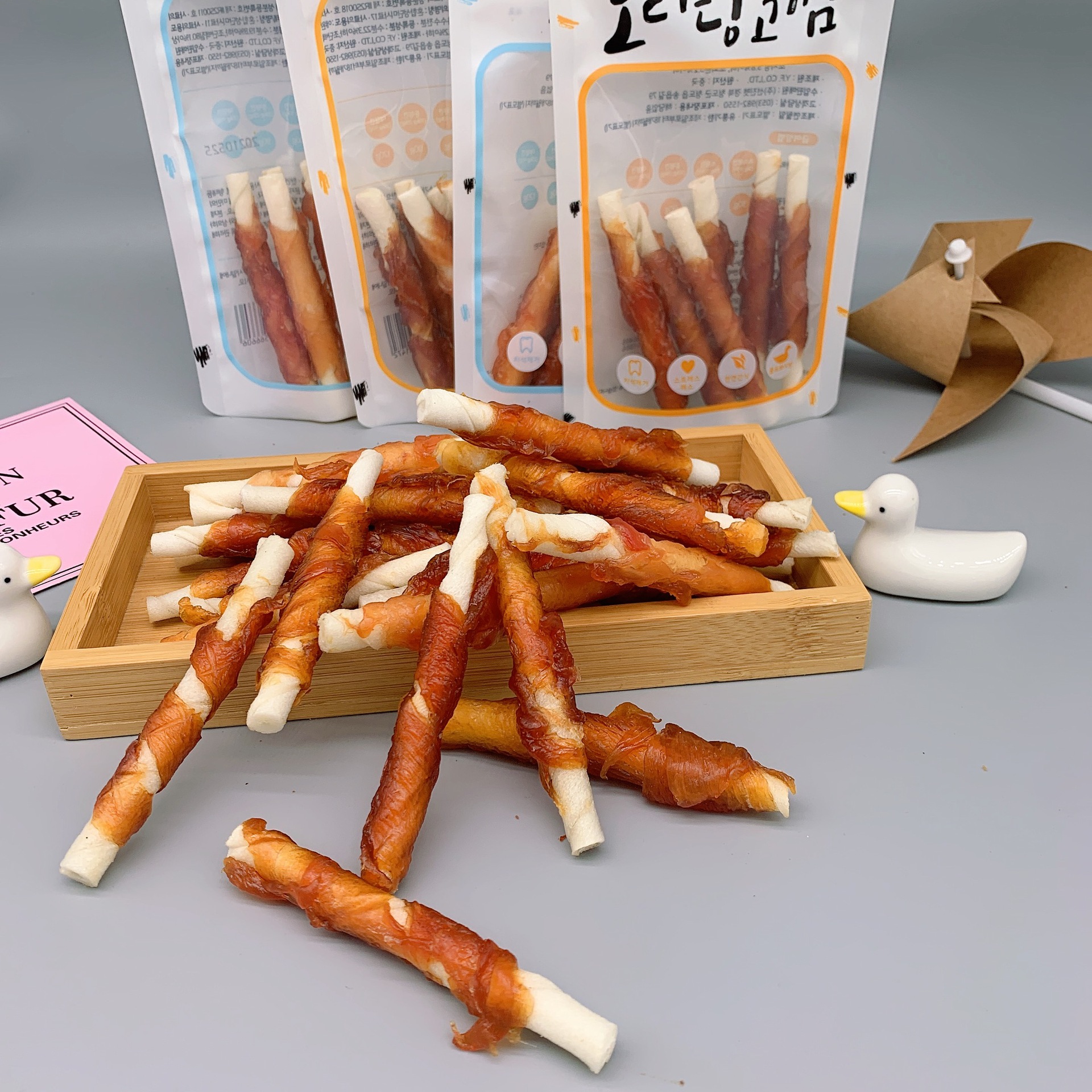 Dog Snack Chicken Breast Chicken Round Cowhide Molar Dog Chew Pet Tooth Cleaning Snack Chicken Molar Rod