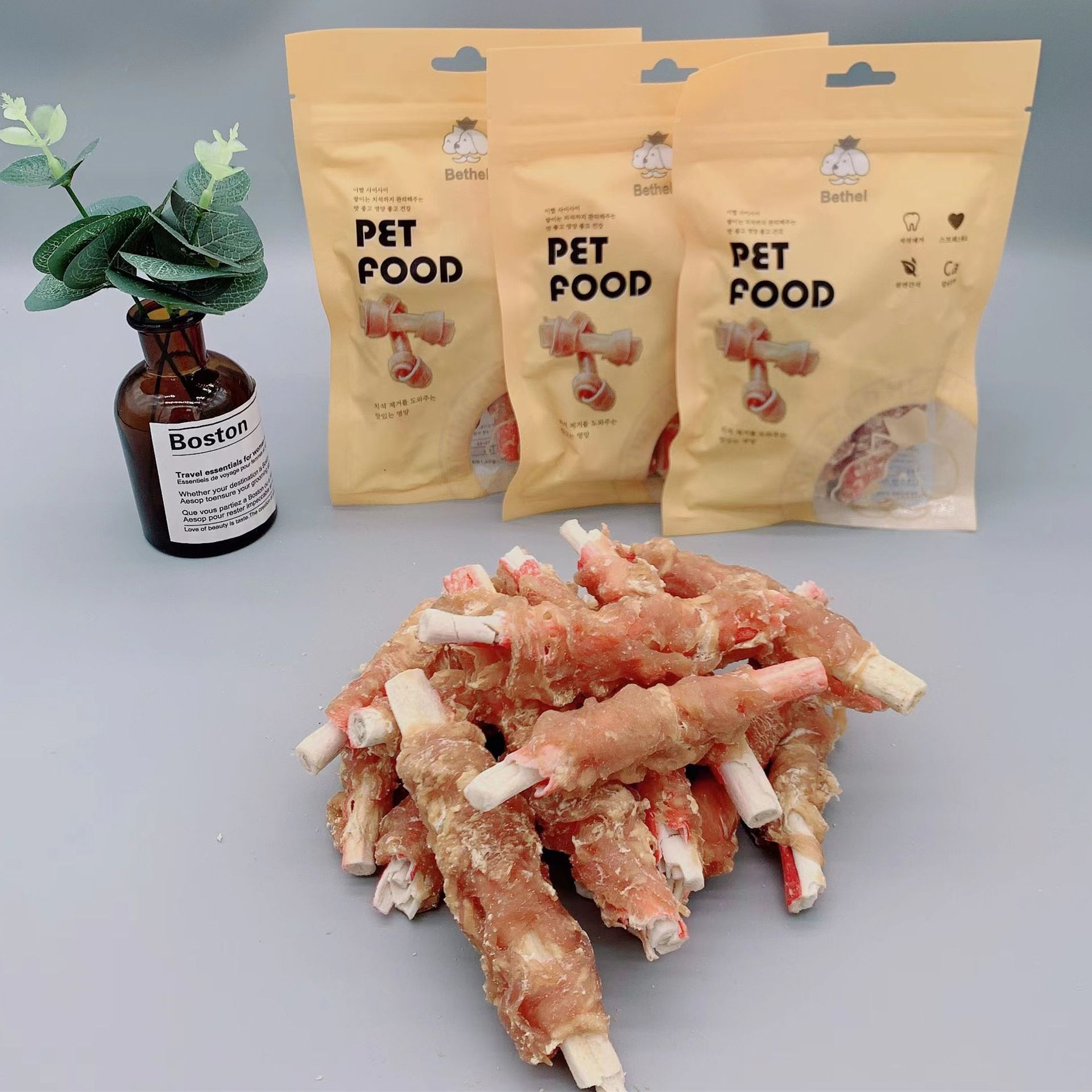 Dog Snack Chicken Breast Chicken Round Cowhide Molar Dog Chew Pet Tooth Cleaning Snack Chicken Molar Rod