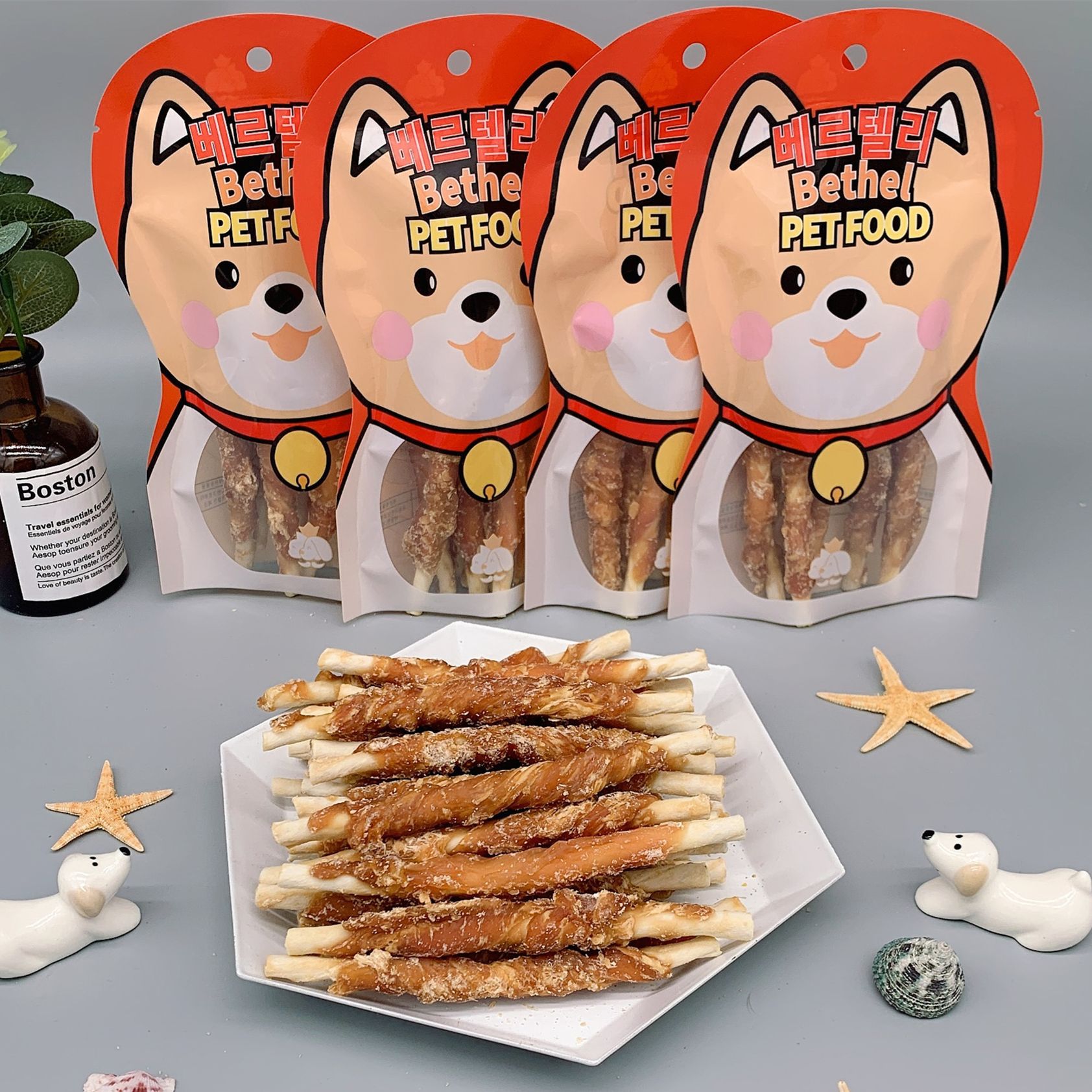 Dog Snack Chicken Breast Chicken Round Cowhide Molar Dog Chew Pet Tooth Cleaning Snack Chicken Molar Rod