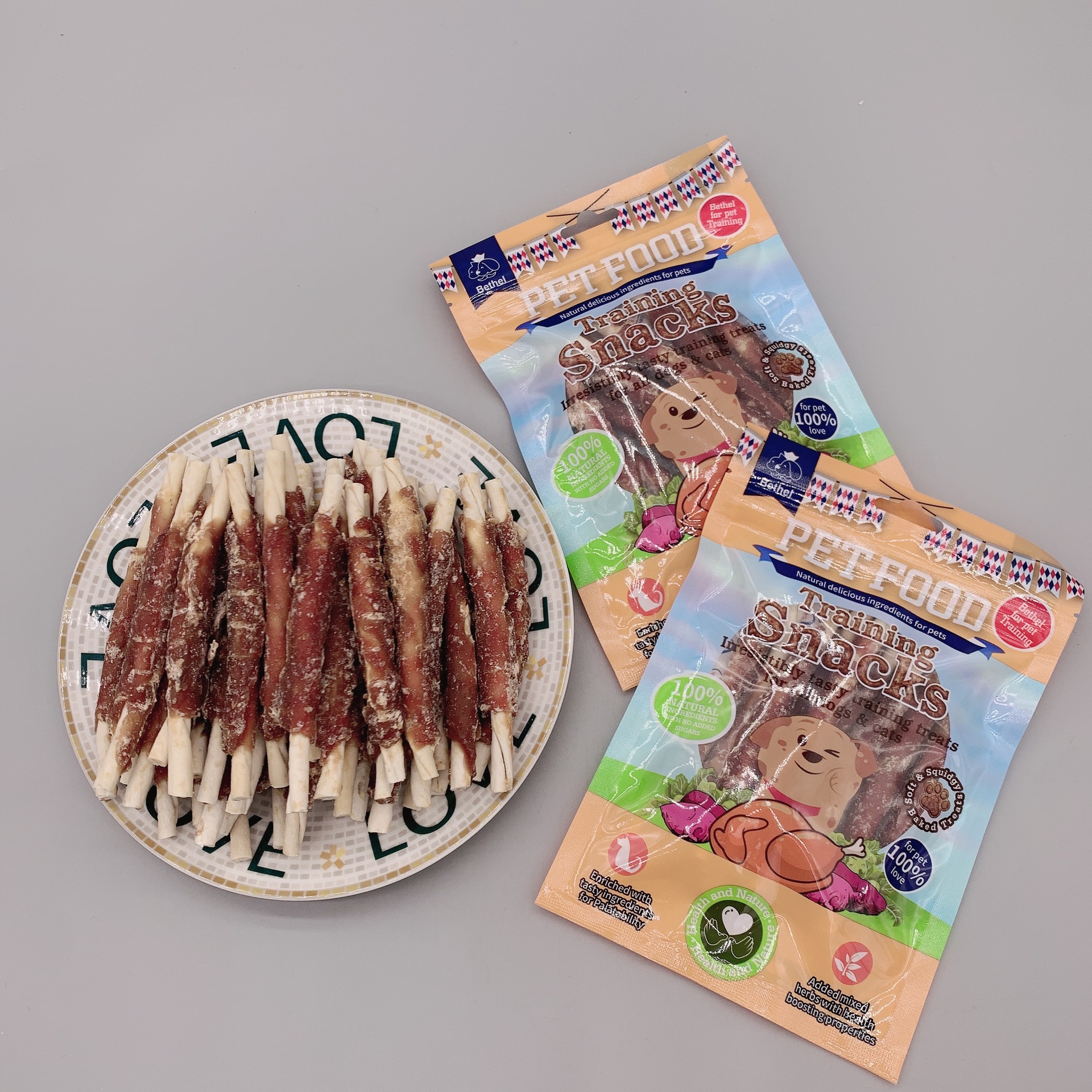 Dog Snack Chicken Breast Chicken Round Cowhide Molar Dog Chew Pet Tooth Cleaning Snack Chicken Molar Rod