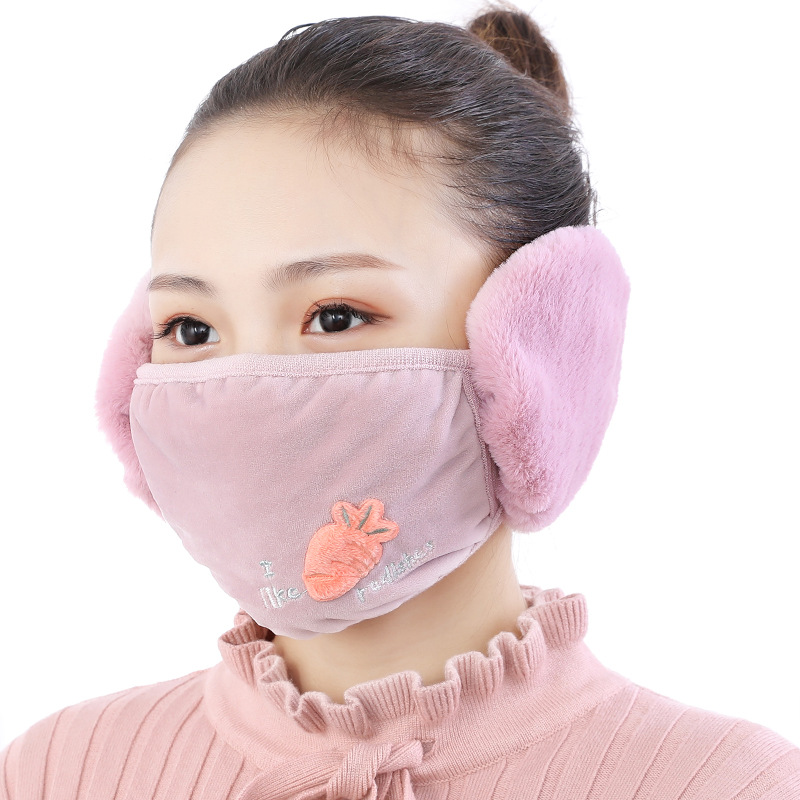 2020 Hot Sale Mouth Mask and Earmuffs One Women&#039;s Ear Protection Winter Outdoors Cycling Thickened Muzzle Cold-Proof Earmuffs Two-in-One