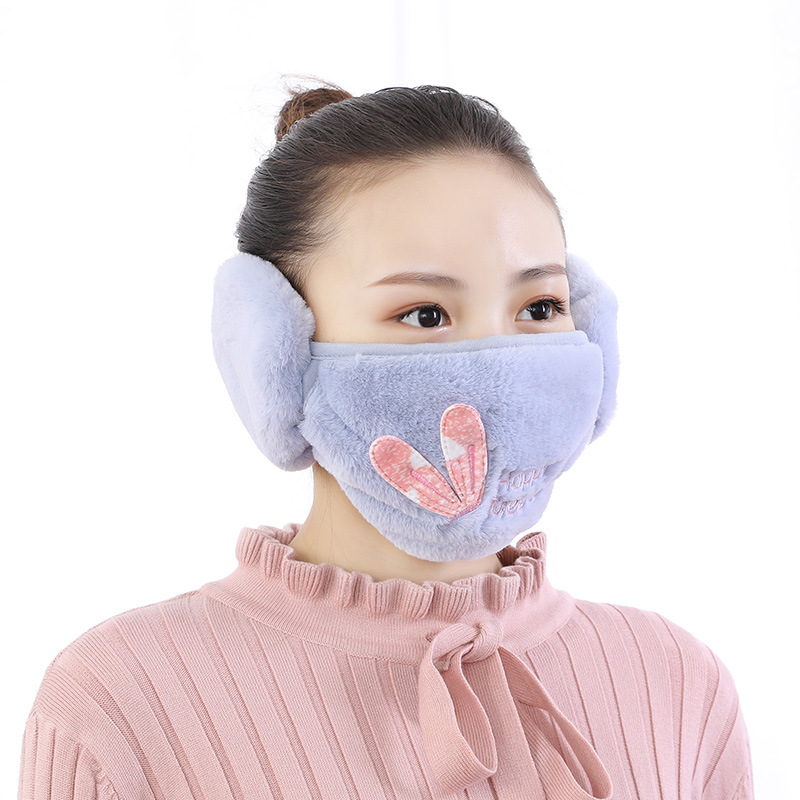 2020 Hot Sale Mouth Mask and Earmuffs One Women&#039;s Ear Protection Winter Outdoors Cycling Thickened Muzzle Cold-Proof Earmuffs Two-in-One