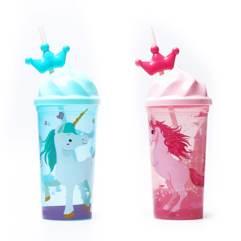 Yumei Straight Tube cup Unicorn Crown Straw cup Transparent ice Cup Children's Creative Muzzle cup Yumei Straight Tube cup Unicorn Crown Straw cup Transparent ice Cup Children's Creative Muzzle cup