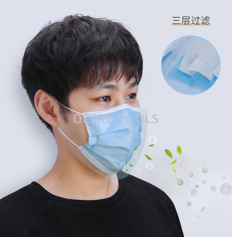 Spot 50 pieces of only three layers of disposable blue face mask muzzle and nose mask