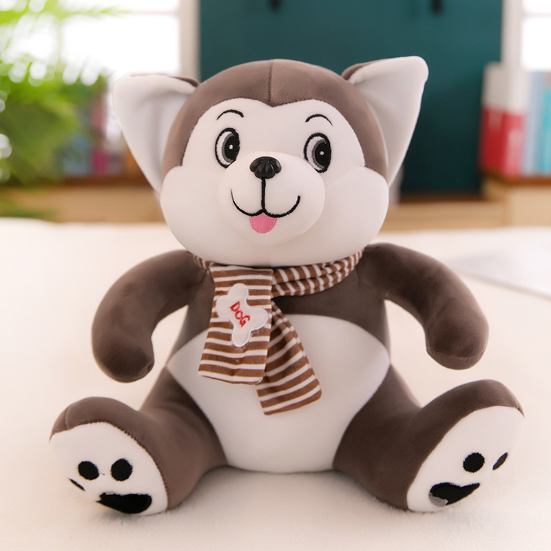 Plush Toy New Scarf Husky Doll Sitting Version Cute Husky Dog Pillow Children Doll Wholesale