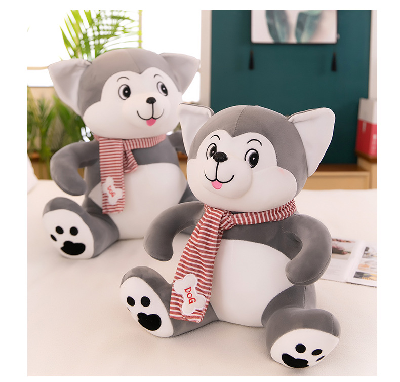 Plush Toy New Scarf Husky Doll Sitting Version Cute Husky Dog Pillow Children Doll Wholesale Plush Toy New Scarf Husky Doll Sitting Version Cute Husky Dog Pillow Children Doll Wholesale