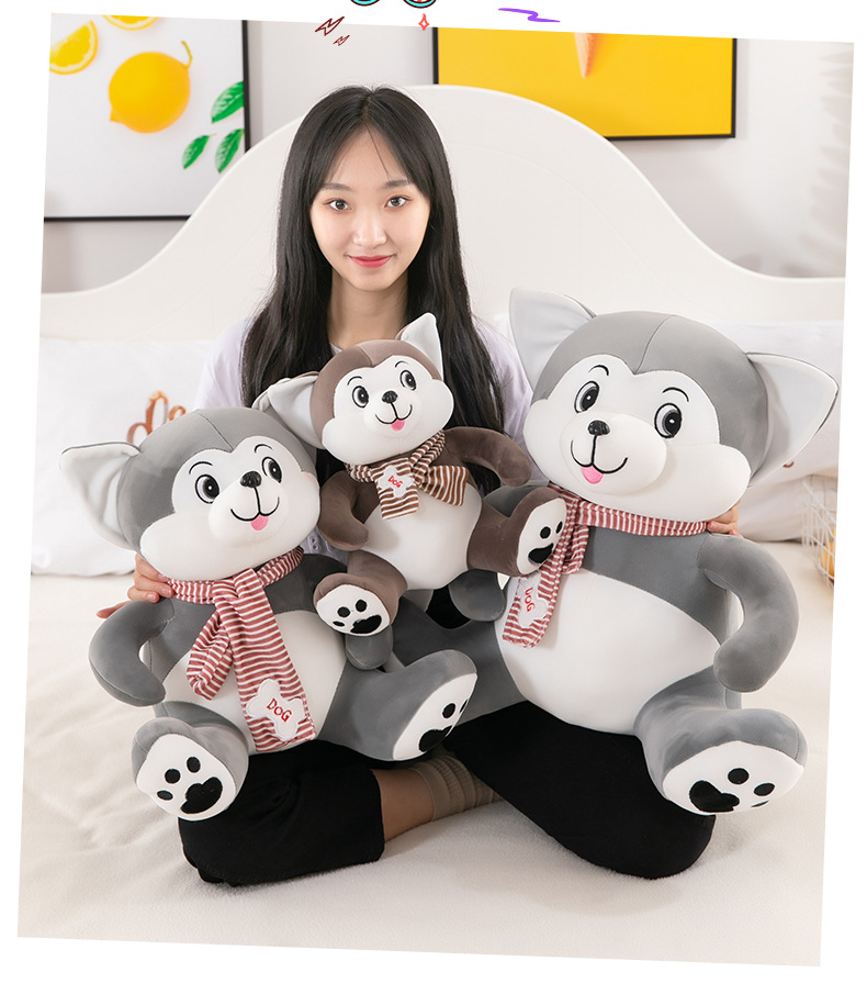 Plush Toy New Scarf Husky Doll Sitting Version Cute Husky Dog Pillow Children Doll Wholesale Plush Toy New Scarf Husky Doll Sitting Version Cute Husky Dog Pillow Children Doll Wholesale