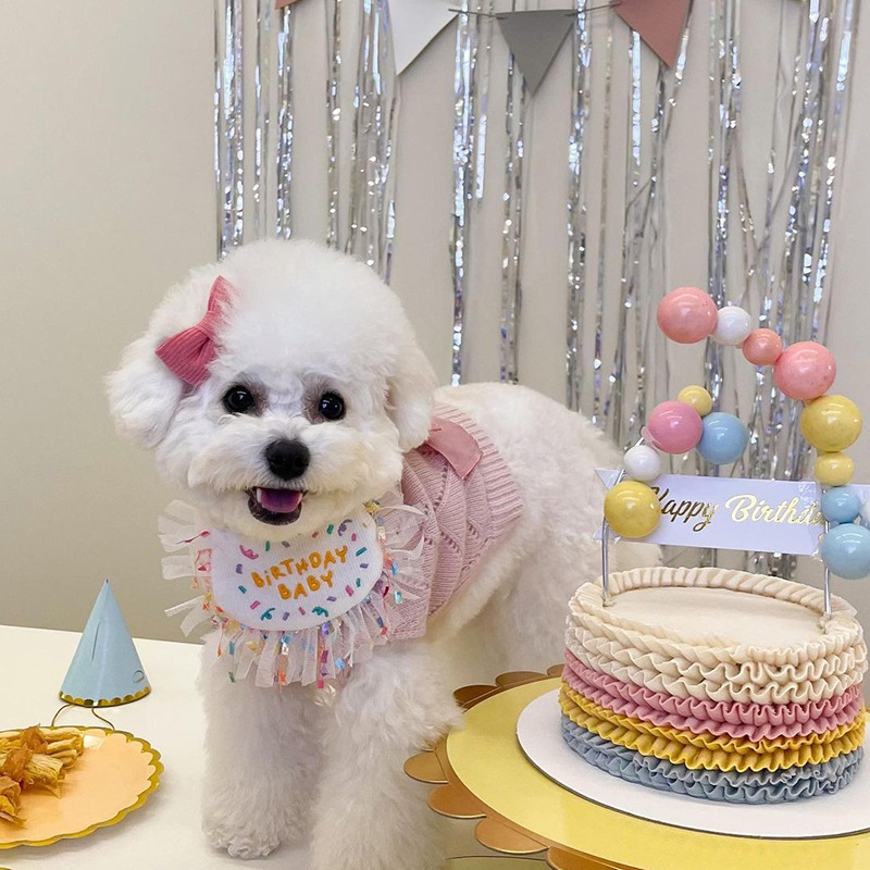 Korean Dog Dog Party Bib Pet Birthday Saliva Towel Bichon Triangular Binder Scarf Cat Pets Korean Dog Dog Party Bib Pet Birthday Saliva Towel Bichon Triangular Binder Scarf Cat Pets
