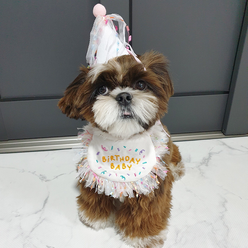 Korean Dog Dog Party Bib Pet Birthday Saliva Towel Bichon Triangular Binder Scarf Cat Pets Korean Dog Dog Party Bib Pet Birthday Saliva Towel Bichon Triangular Binder Scarf Cat Pets