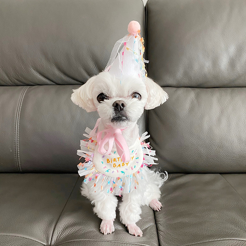 Korean Dog Dog Party Bib Pet Birthday Saliva Towel Bichon Triangular Binder Scarf Cat Pets Korean Dog Dog Party Bib Pet Birthday Saliva Towel Bichon Triangular Binder Scarf Cat Pets