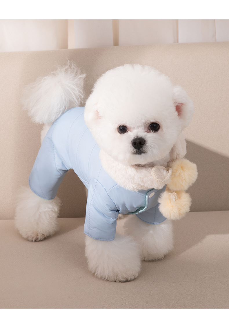 New Puppy Dog Autumn and Winter Double-Sided Wear Rain-Proof Clothes Warm Four-Leg Cotton-Padded Clothes Scarf Suit Cat Pet Clothes
