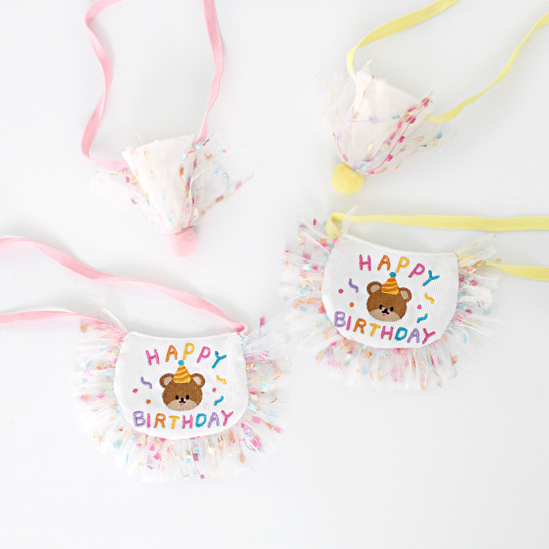 Korean Dog Dog Party Bib Pet Birthday Bib Bichon Triangular Binder Scarf Cat Pets Bib Korean Dog Dog Party Bib Pet Birthday Bib Bichon Triangular Binder Scarf Cat Pets Bib