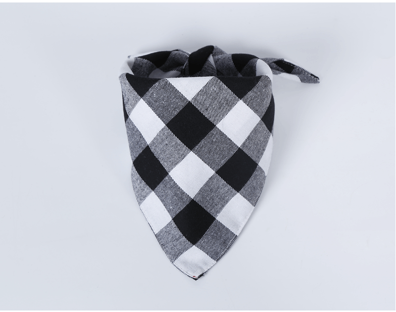 Amazon Hot Sale Pet's Saliva Towel Dog Triangular Binder Double Pure Cotton Plaid Pet Scarf Headscarf Customization