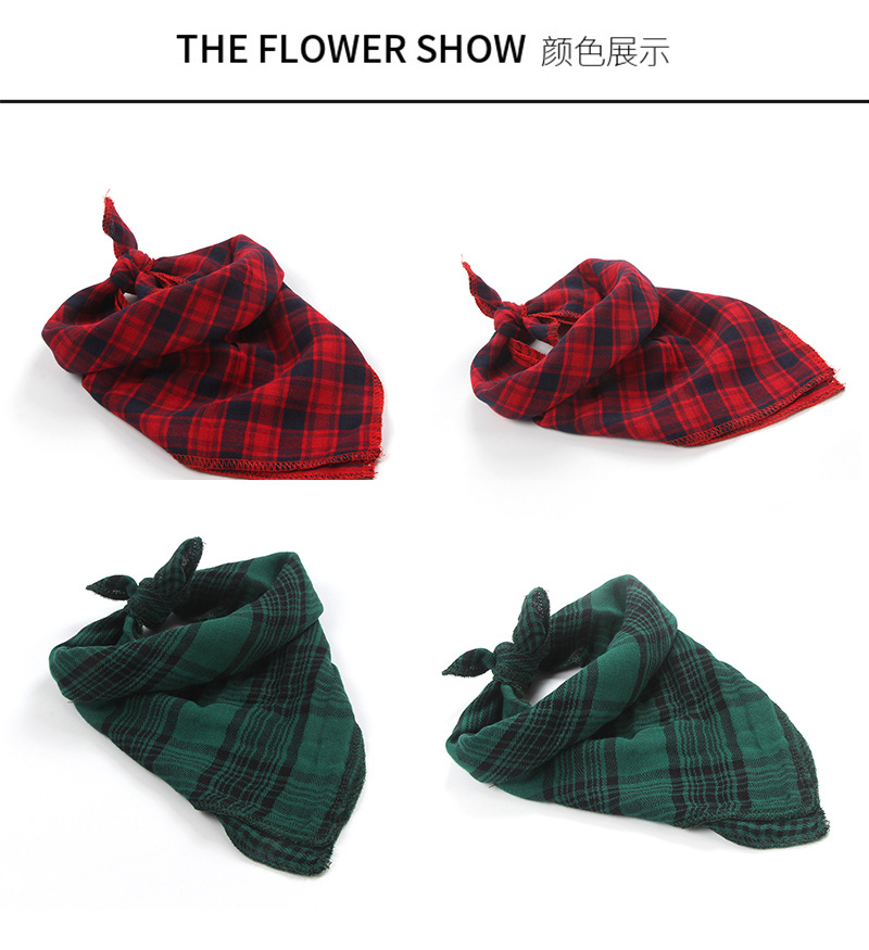 Pet Three Plaid Double-Sided Cat Dog Saliva Towel Dog in-Ground Fence Receiver Collar Customized Dogs and Cats Scarf Pet Triangular Scarf