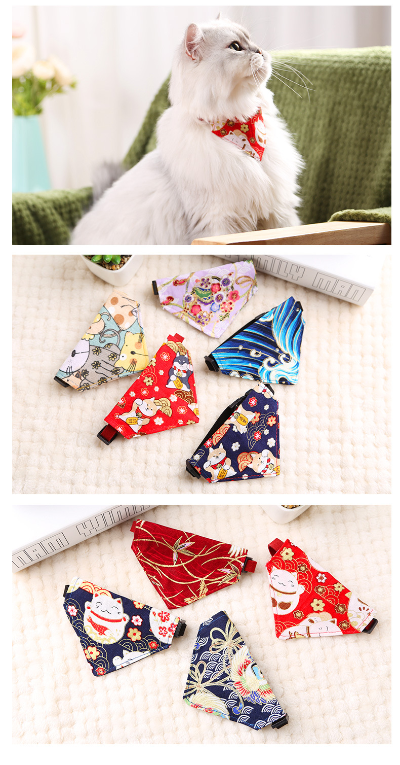 Cat Japanese Saliva Towel Japanese Style Triangular Binder Cat Collar Small Dog Cat Ornament Dogs and Cats Scarf Dog Collar Cat Japanese Saliva Towel Japanese Style Triangular Binder Cat Collar Small Dog Cat Ornament Dogs and Cats Scarf Dog Collar