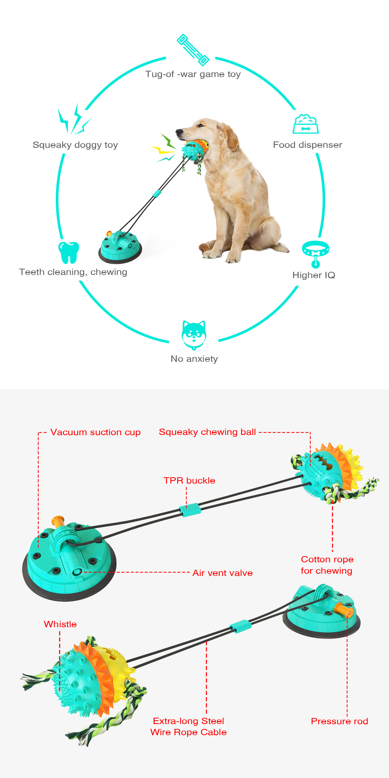 Pet Supplies Factory Wholesale Company New Hot Amazon Dog Molar Toy Vacuum Sucker Drawstring Ball