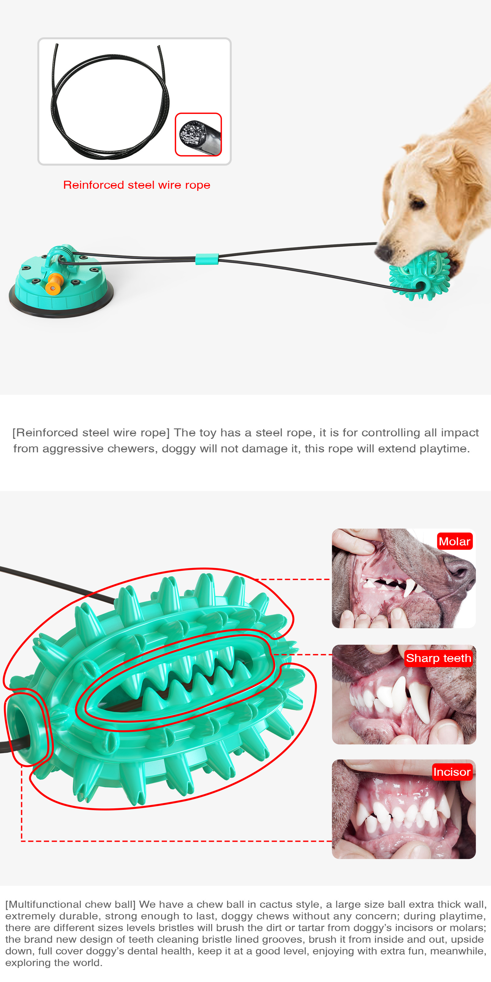 Pet Supplies Factory Wholesale Company New Hot Amazon Dog Molar Toy Vacuum Sucker Drawstring Ball