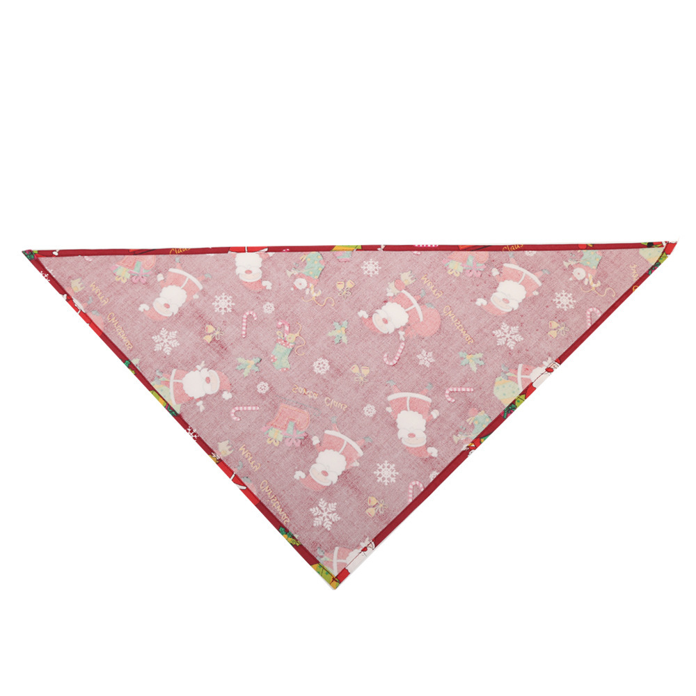 Amazon Hot Selling Christmas Pet&#039;s Saliva Towel Dog Triangle Cotton Printed Cat Scarf Scarf Scarf