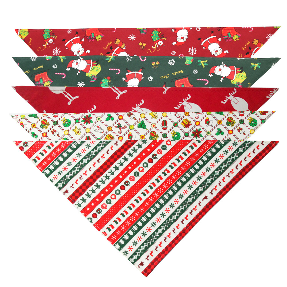 Amazon Hot Selling Christmas Pet's Saliva Towel Dog Triangle Cotton Printed Cat Scarf Scarf Scarf Amazon Hot Selling Christmas Pet's Saliva Towel Dog Triangle Cotton Printed Cat Scarf Scarf Scarf