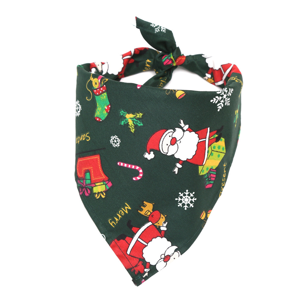 Amazon Hot Selling Christmas Pet's Saliva Towel Dog Triangle Cotton Printed Cat Scarf Scarf Scarf Amazon Hot Selling Christmas Pet's Saliva Towel Dog Triangle Cotton Printed Cat Scarf Scarf Scarf