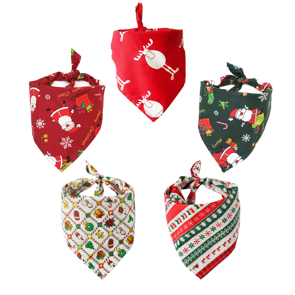Cross-Border Amazon Christmas Pet's Saliva Towel Cotton Triangular Binder Dog Scarf Cat Scarf Ornament Cross-Border Amazon Christmas Pet's Saliva Towel Cotton Triangular Binder Dog Scarf Cat Scarf Ornament