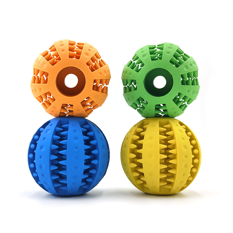 Factory Direct Sales Pet Toy Rubber Teether Ball Dog Toy Bite-Resistant Food Dropping Ball Toy Ball Amazon Hot