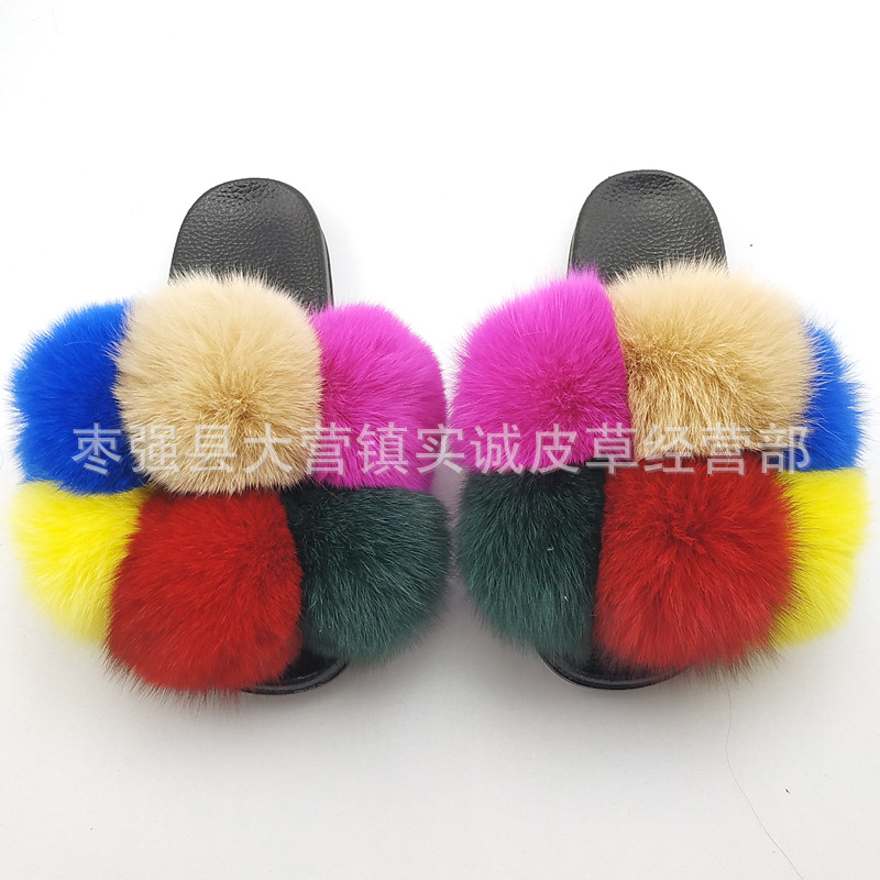 New Foreign Trade Fur Ball PVC Sandals Modern and TrendyWomen Wear Fox Raccoon Dog Fur Children Slipper CrossBorder New Foreign Trade Fur Ball PVC Sandals Modern and TrendyWomen Wear Fox Raccoon Dog Fur Children Slipper CrossBorder