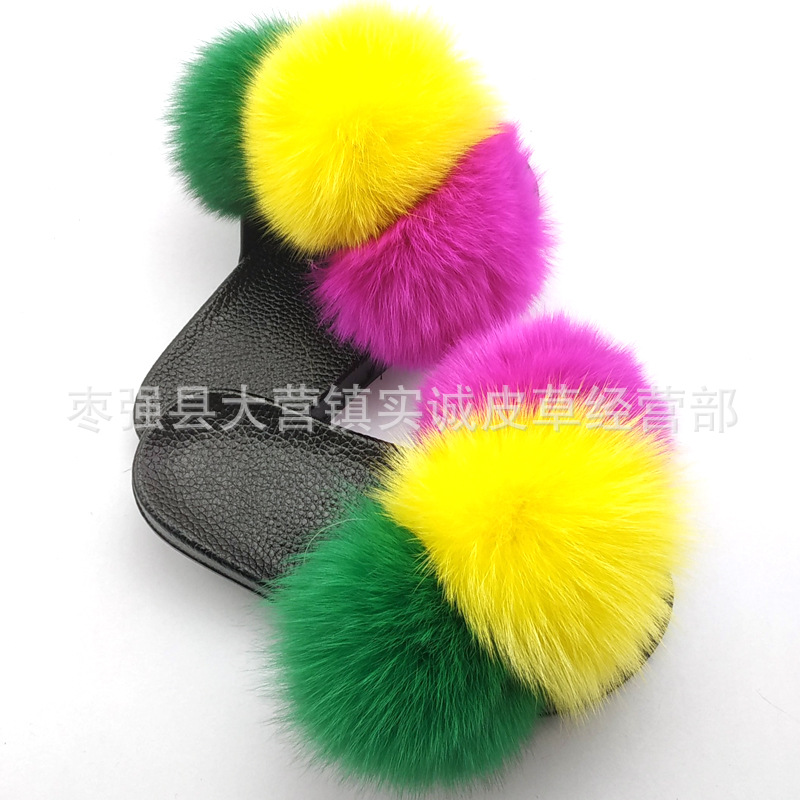 New Foreign Trade Fur Ball PVC Sandals Modern and TrendyWomen Wear Fox Raccoon Dog Fur Children Slipper CrossBorder New Foreign Trade Fur Ball PVC Sandals Modern and TrendyWomen Wear Fox Raccoon Dog Fur Children Slipper CrossBorder