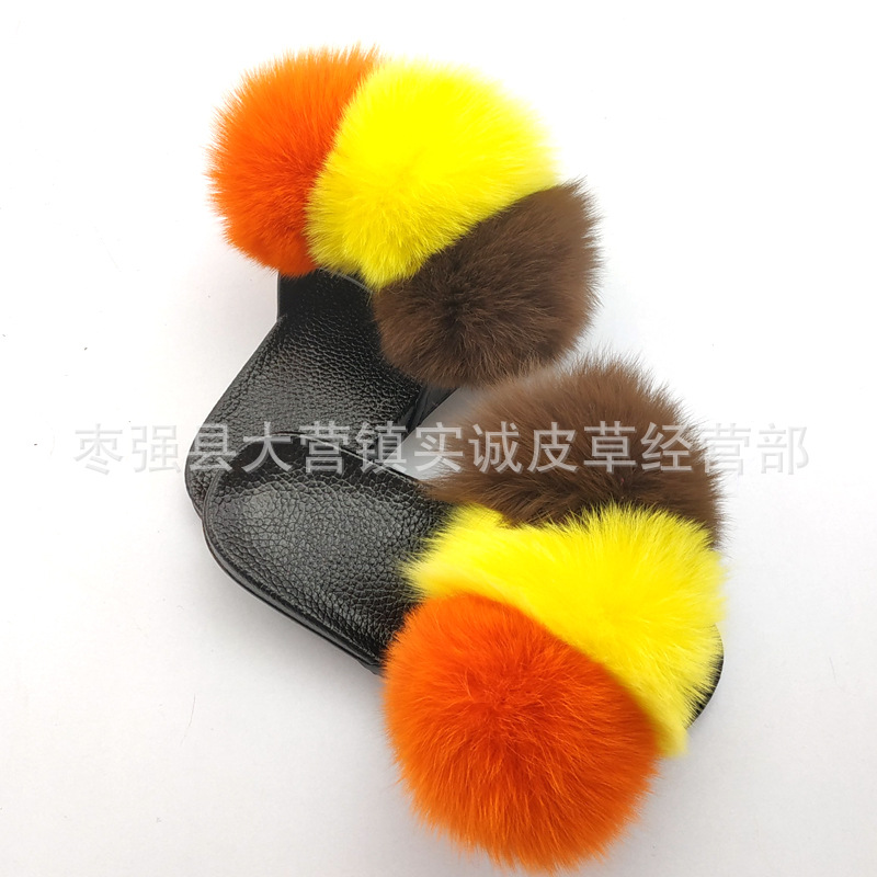 New Foreign Trade Fur Ball PVC Sandals Modern and TrendyWomen Wear Fox Raccoon Dog Fur Children Slipper CrossBorder New Foreign Trade Fur Ball PVC Sandals Modern and TrendyWomen Wear Fox Raccoon Dog Fur Children Slipper CrossBorder
