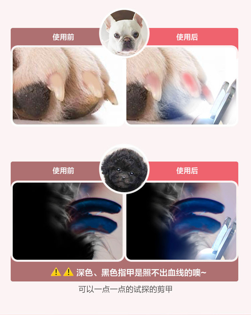Cat Nail Clippers Nail Grinder Dog Nail Clippers Pet Nail Clipper LED Light Anti-Blood Position Manicure Supplies