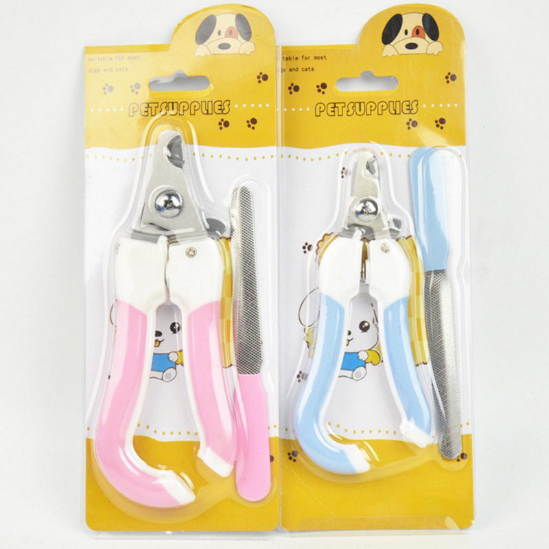 Pet Nail Clipper Crank Cat Nail Clippers Dog Supplies Nail Clippers Two-Piece Set with File in Stock Cross-Border