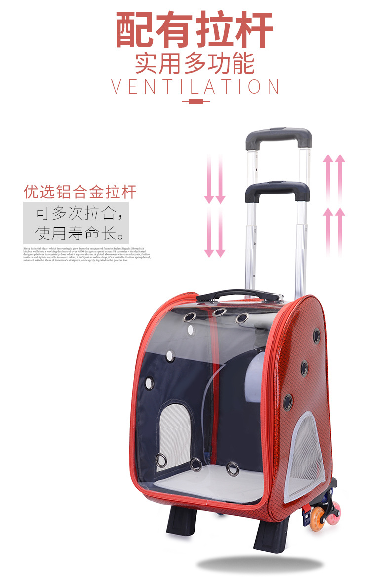 Cross-Border Special for New Pet Trolley Bag Outdoor Portable Dog Bag Transparent Pet Cat Bag Large Capacity Pet Backpack Cross-Border Special for New Pet Trolley Bag Outdoor Portable Dog Bag Transparent Pet Cat Bag Large Capacity Pet Backpack