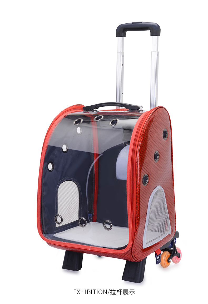 Cross-Border Special for New Pet Trolley Bag Outdoor Portable Dog Bag Transparent Pet Cat Bag Large Capacity Pet Backpack Cross-Border Special for New Pet Trolley Bag Outdoor Portable Dog Bag Transparent Pet Cat Bag Large Capacity Pet Backpack