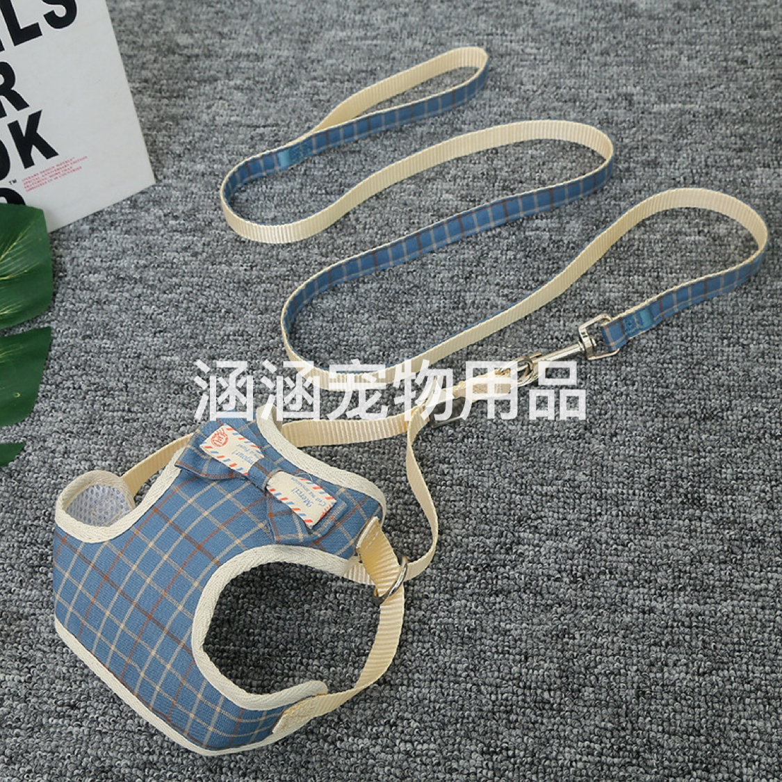 Plaid Chest Strap Pet Hand Holding Rope Dot Dog Vest Hand Holding Rope Mesh Chest Back Dog Leash Cat Rope Wholesale