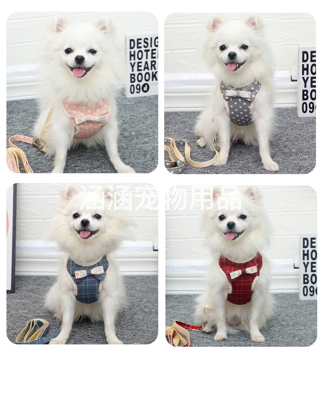 Plaid Chest Strap Pet Hand Holding Rope Dot Dog Vest Hand Holding Rope Mesh Chest Back Dog Leash Cat Rope Wholesale