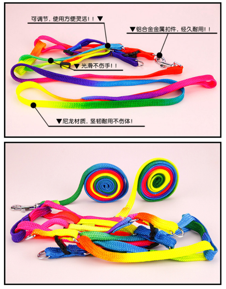 T Pet Supplies Wholesale Colorful Nylon Chest and Back Cover Hand Holding Rope Teddy Dog Leash Cat Nylon Tow Rope Hand Holding Rope T Pet Supplies Wholesale Colorful Nylon Chest and Back Cover Hand Holding Rope Teddy Dog Leash Cat Nylon Tow Rope Hand Holding Rope