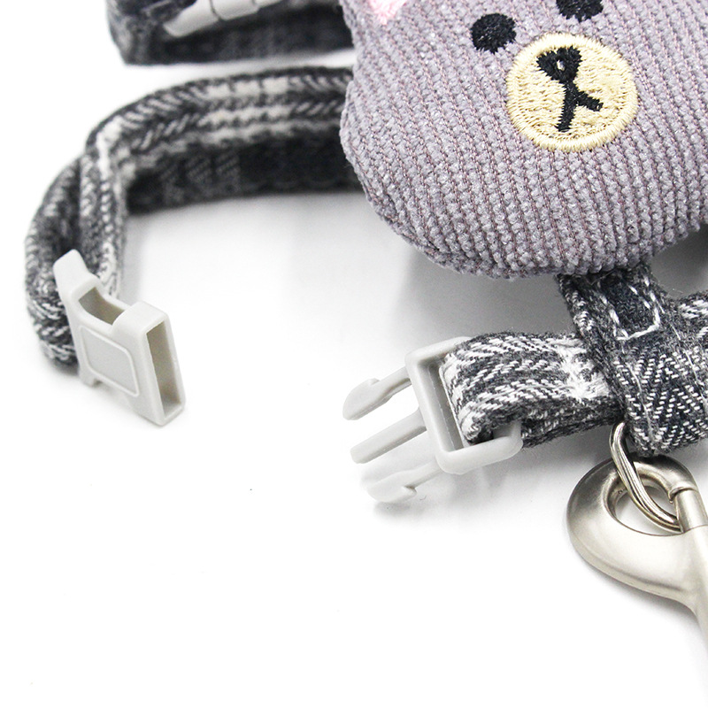 New Cat Pulling Rope I-Shaped Cat Chain Dog Leash Cute Bear Head Pet's Chest-Back Traction Belt Wholesale New Cat Pulling Rope I-Shaped Cat Chain Dog Leash Cute Bear Head Pet's Chest-Back Traction Belt Wholesale