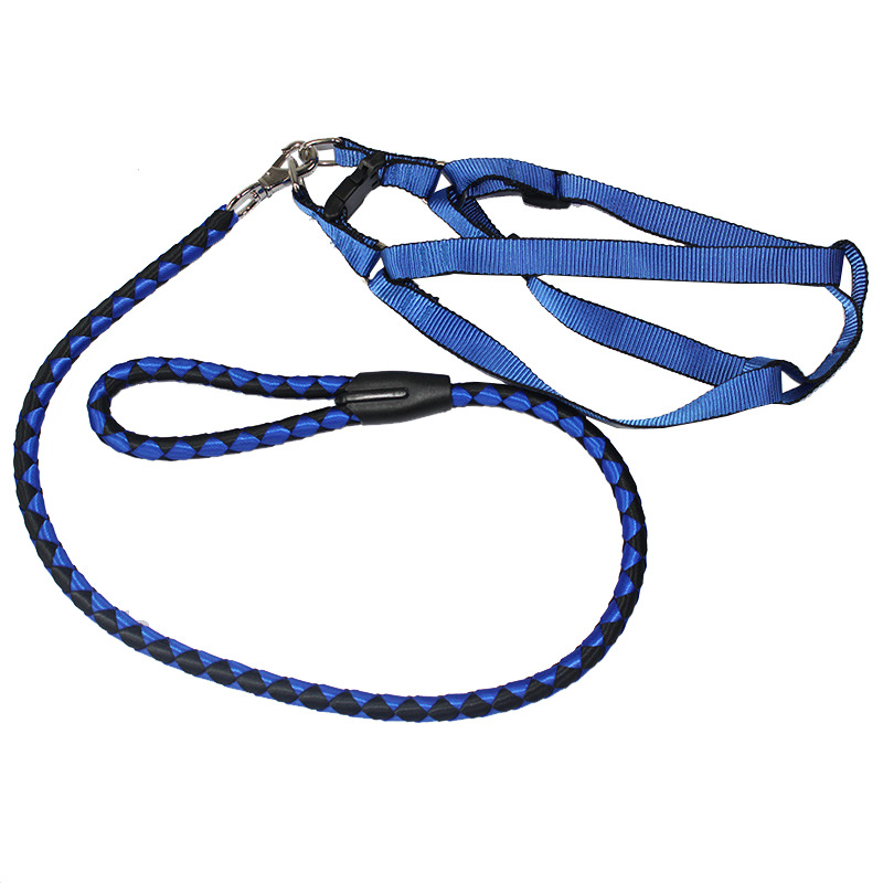 Processing Customized Hand-Woven Pet Traction Belt round Rope Chest Back Dog Hand Holding Rope Walking Dog