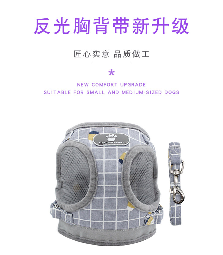 Pet Leash Vest-Style Dog Breast Strap Small and Medium-Sized Dogs Leash Cat Chest Back Currently Available Wholesale Pet Leash Vest-Style Dog Breast Strap Small and Medium-Sized Dogs Leash Cat Chest Back Currently Available Wholesale