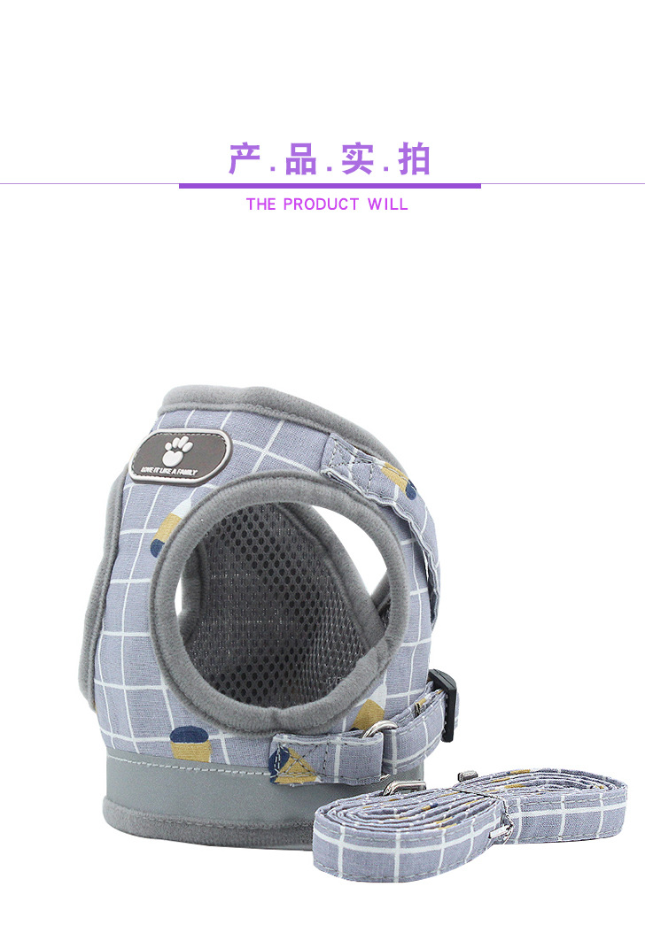 Pet Leash Vest-Style Dog Breast Strap Small and Medium-Sized Dogs Leash Cat Chest Back Currently Available Wholesale Pet Leash Vest-Style Dog Breast Strap Small and Medium-Sized Dogs Leash Cat Chest Back Currently Available Wholesale