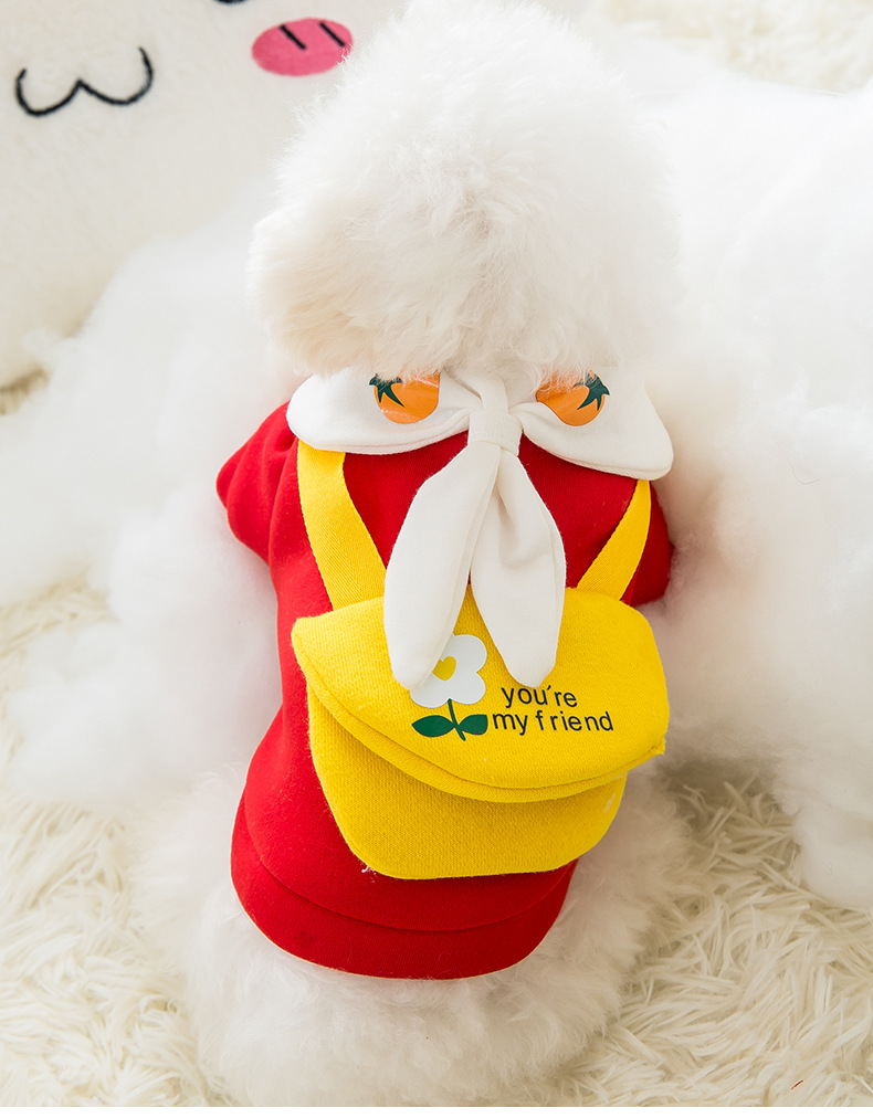 New Autumn and Winter Puppy Dog Spring Sweater Cat Two Feet Apparel Small Dog Cute Cartoon Tie Pet Clothes