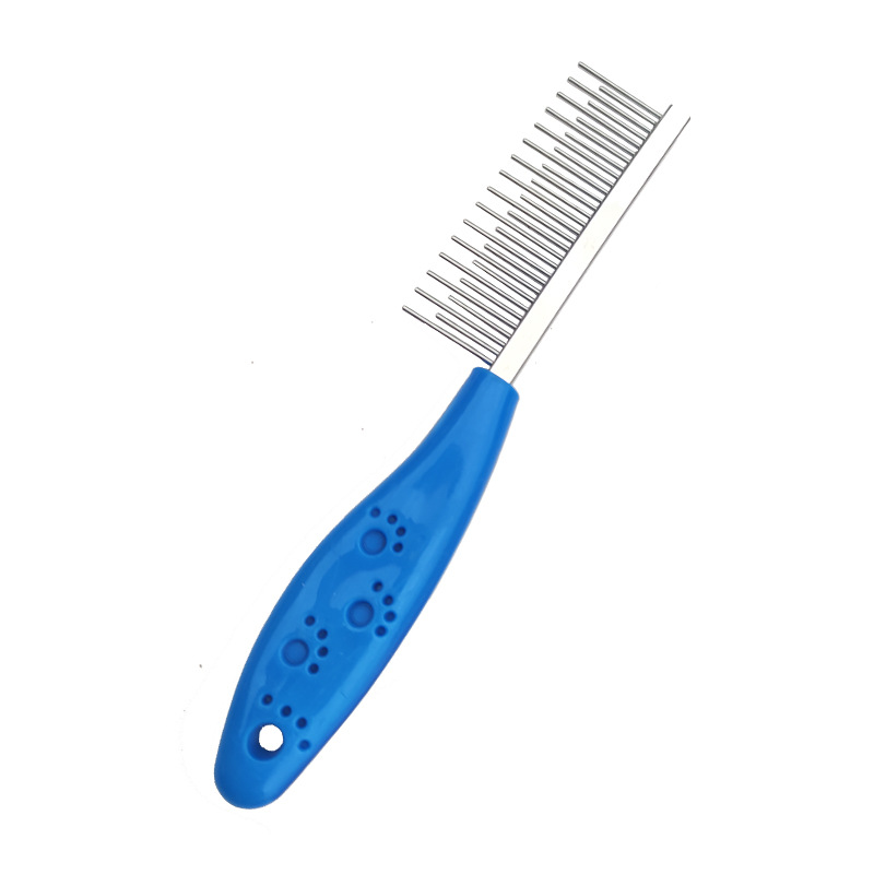 Footprints Single-Sided Comb Pet Supplies Dog Grooming Brush Straight Row Long and Short Tooth Steel Needle Comb Long Hair Knot Untying Comb Pet Supplies