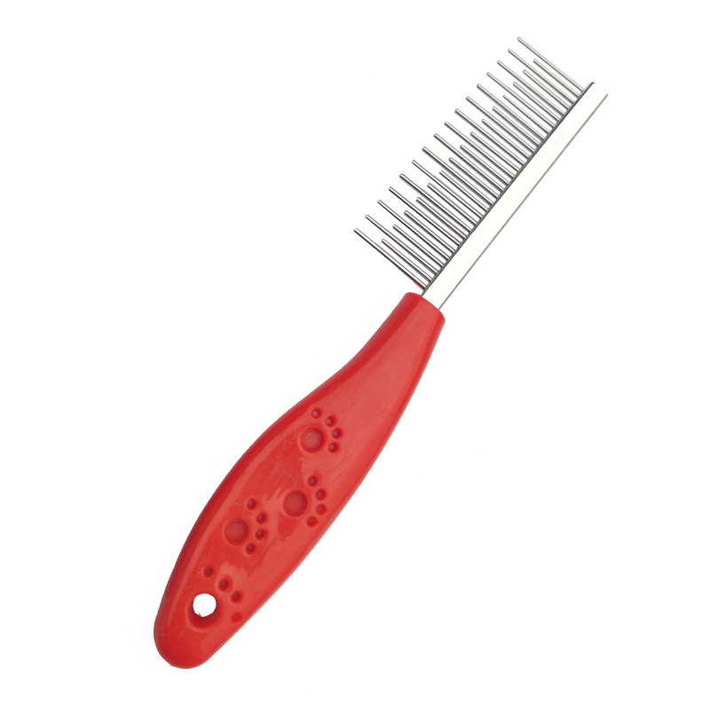 Footprints Single-Sided Comb Pet Supplies Dog Grooming Brush Straight Row Long and Short Tooth Steel Needle Comb Long Hair Knot Untying Comb Pet Supplies