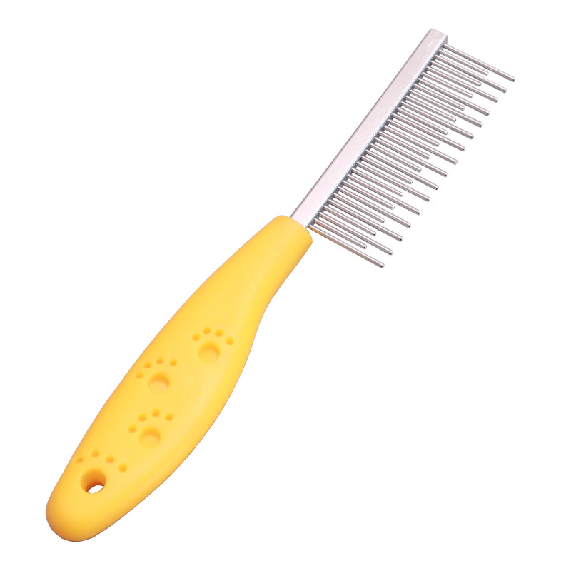 Footprints Single-Sided Comb Pet Supplies Dog Grooming Brush Straight Row Long and Short Tooth Steel Needle Comb Long Hair Knot Untying Comb Pet Supplies