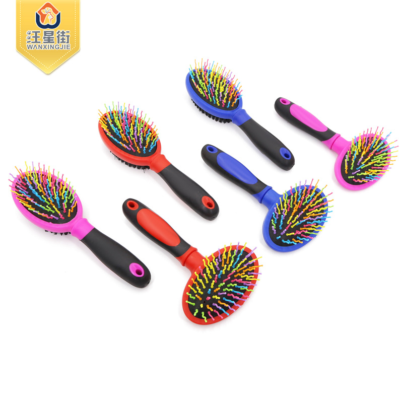 Pet plastic needle comb dog go to the hair comb cat bath brush two-sided Pet grooming comb Pet supplies