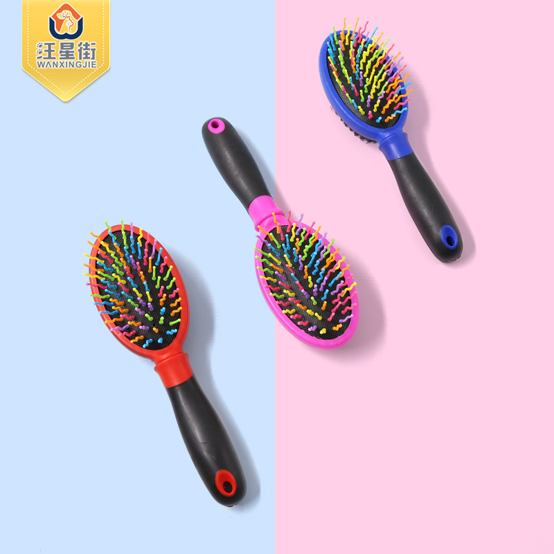 Pet plastic needle comb dog go to the hair comb cat bath brush two-sided Pet grooming comb Pet supplies